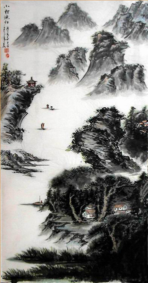 《小村渔归》132x68cm 2006年